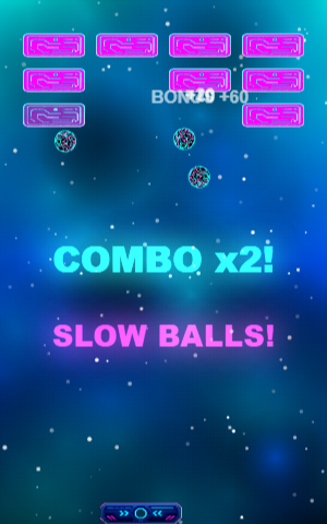 PowerUp Slowball insieme ad una combo di Galaxy Ball
